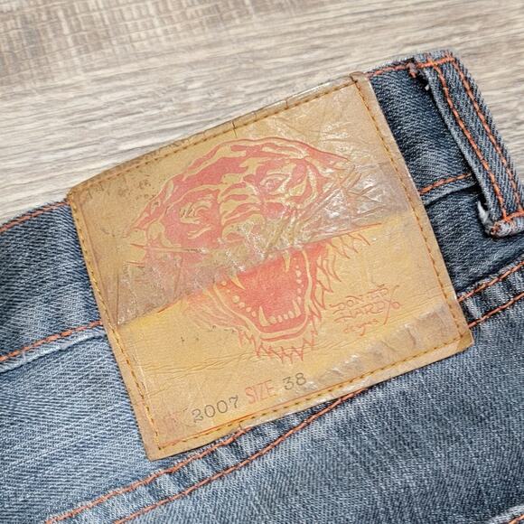 Ed Hardy Christian Audigier VTG 2007 Tiger Embroidered Baggy Jean Size 38x32 Y2K - Picture 8 of 16